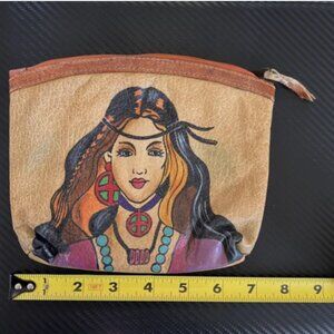 Emily Ann of Boca Raton Leather Hippie Gypsy Coin Change Purse Makeup Bag India